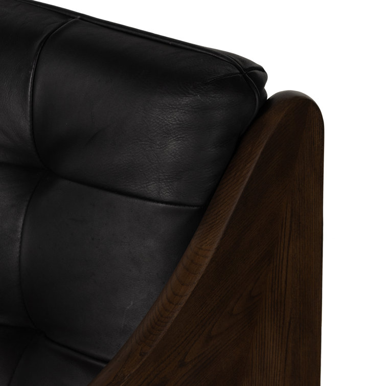 Heirloom Black Terra Brown Ash Upholstered Leather Arm Chair