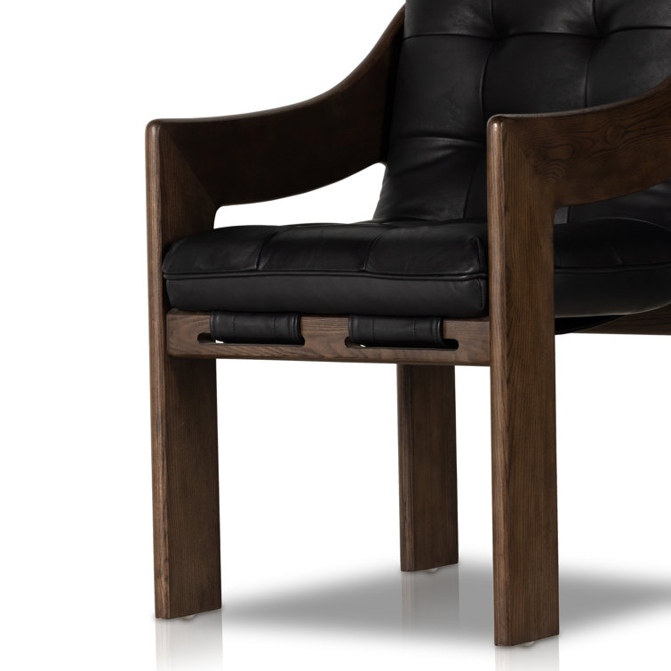 Heirloom Black Terra Brown Ash Upholstered Leather Arm Chair