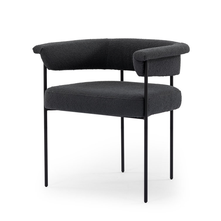 Slate Gray Fiqa Boucle Upholstered Arm Chair with Metal Frame