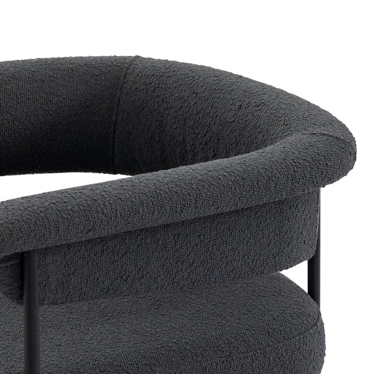 Slate Gray Fiqa Boucle Upholstered Arm Chair with Metal Frame