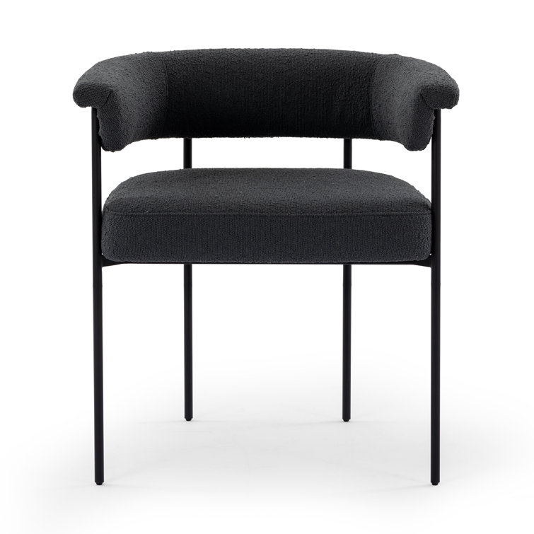 Slate Gray Fiqa Boucle Upholstered Arm Chair with Metal Frame