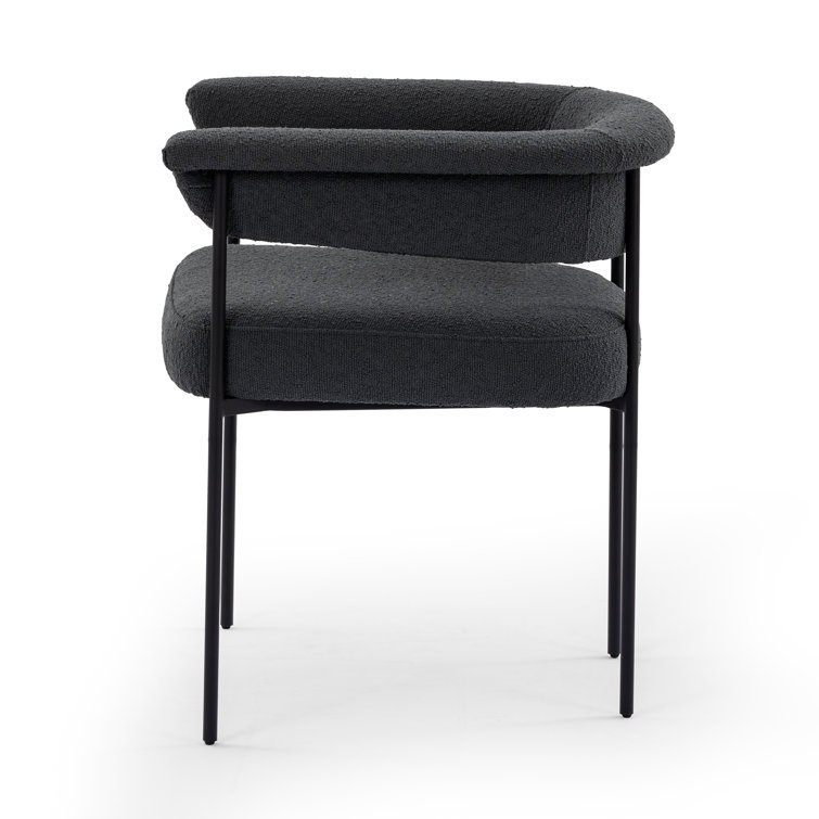 Slate Gray Fiqa Boucle Upholstered Arm Chair with Metal Frame