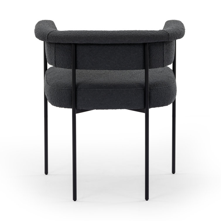Slate Gray Fiqa Boucle Upholstered Arm Chair with Metal Frame