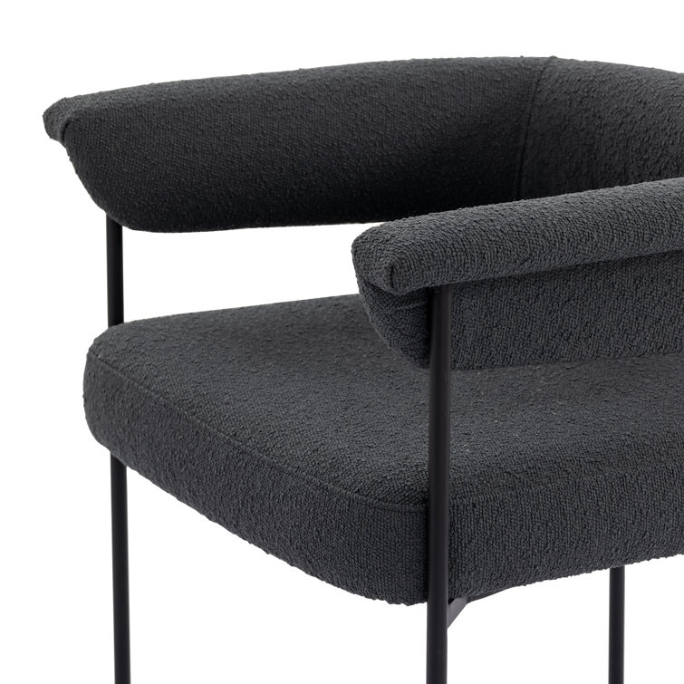 Slate Gray Fiqa Boucle Upholstered Arm Chair with Metal Frame