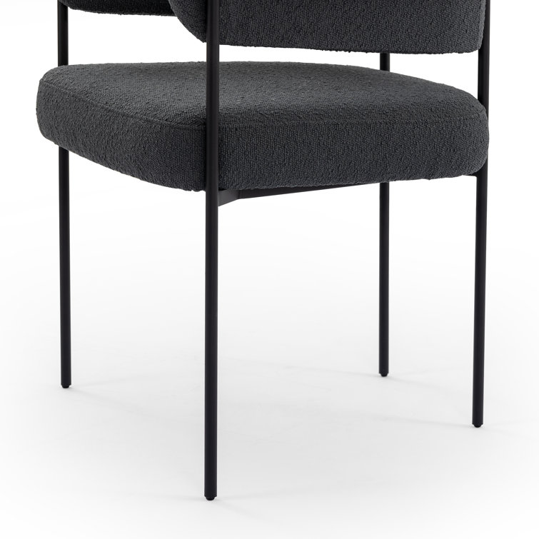 Slate Gray Fiqa Boucle Upholstered Arm Chair with Metal Frame