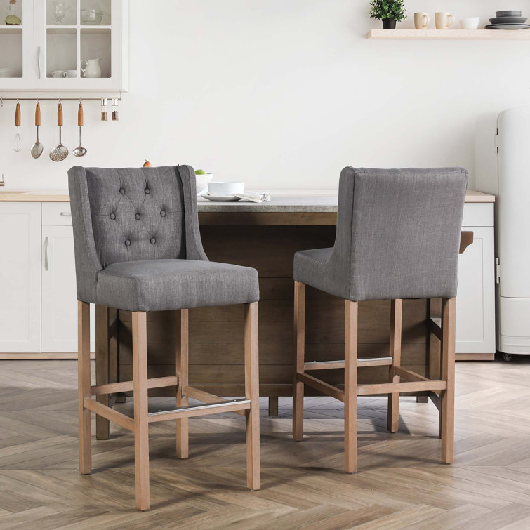Transitional Avah Swivel Bar & Counter Stool in Brown Wood & Metal