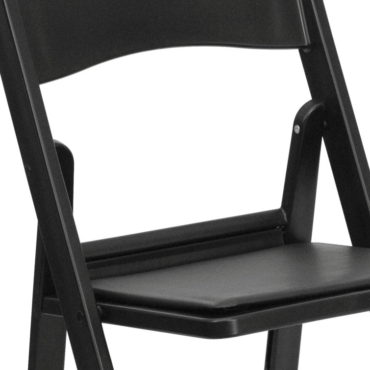 Black Resin Armless Folding Chair with Cushions - 2 Pack