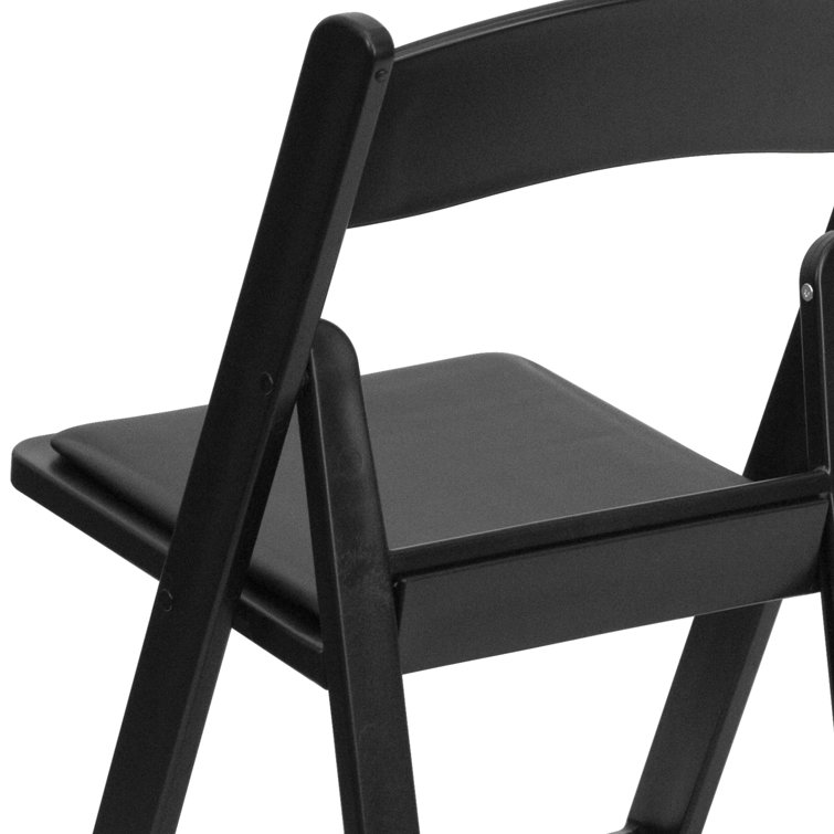 Black Resin Armless Folding Chair with Cushions - 2 Pack