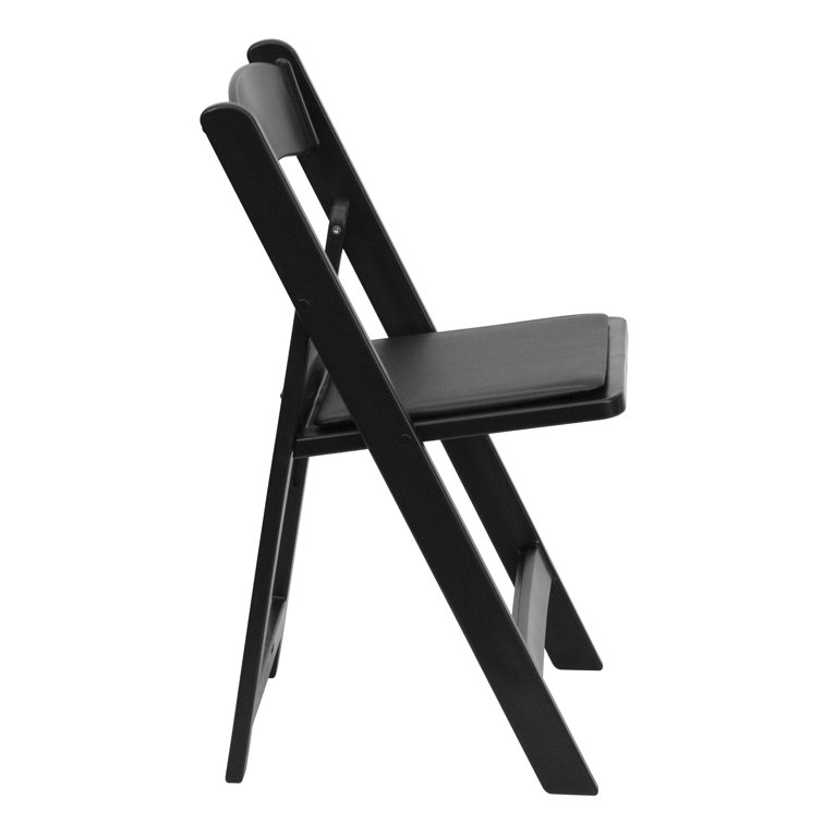 Black Resin Armless Folding Chair with Cushions - 2 Pack