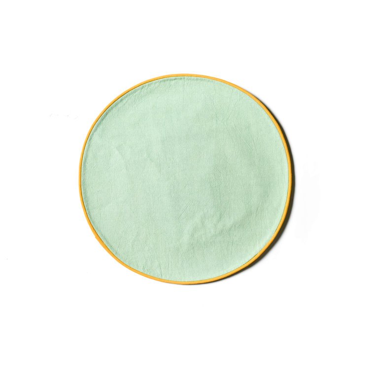 Sage and Brass Color Block Round Cotton Placemats, Set of 4