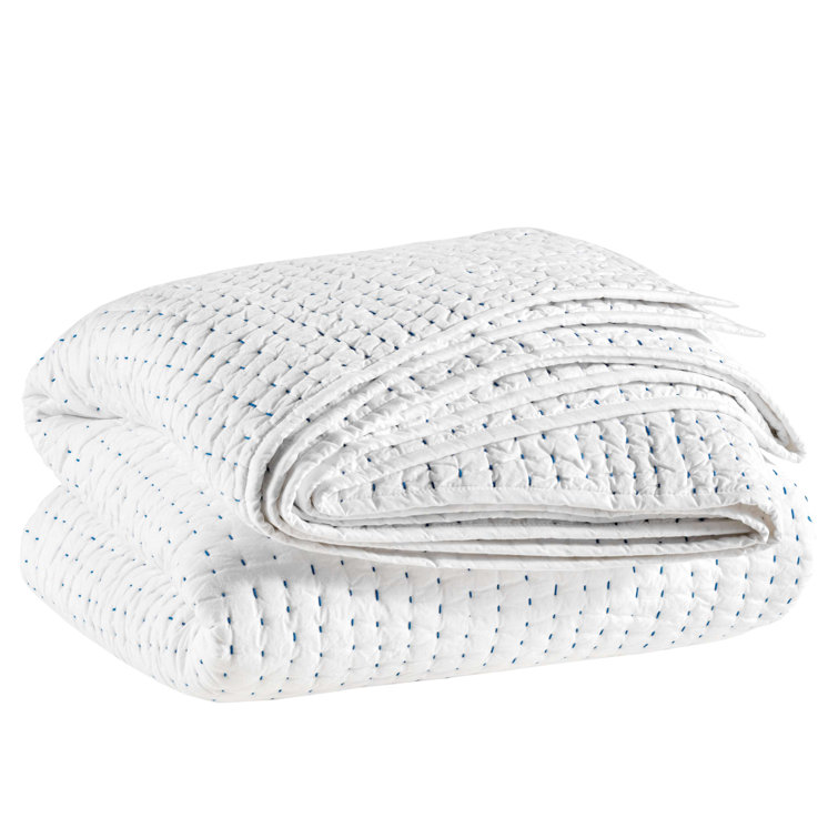 White Cotton Twin Reversible Quilt Set