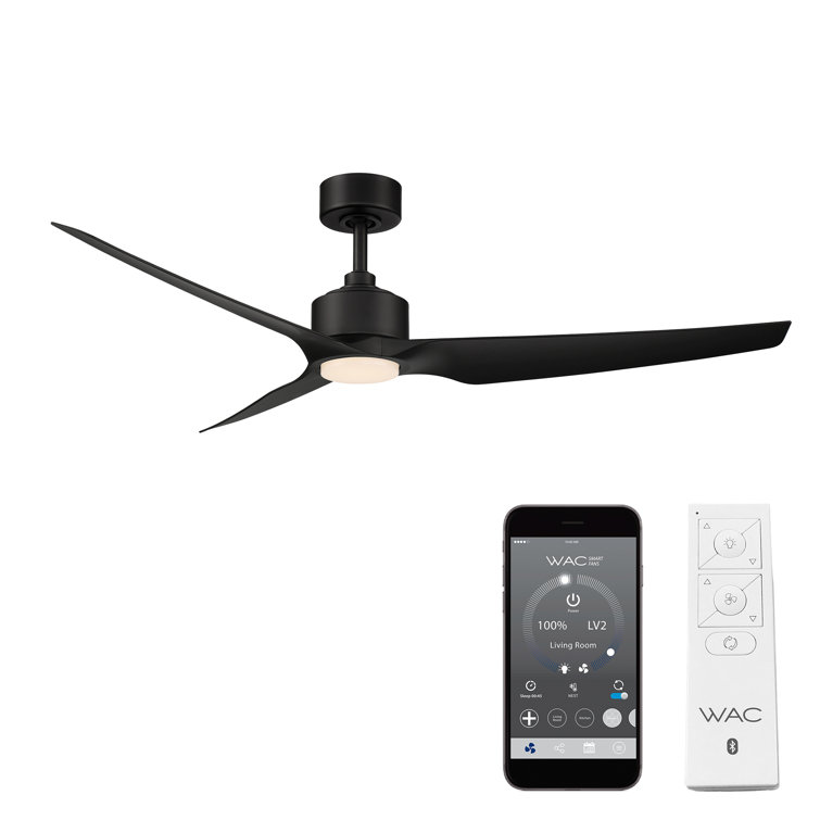 60" Matte Black ABS Smart Ceiling Fan with LED Light and Remote