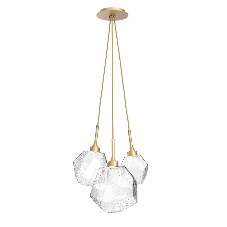 Aurora Gem 3-Light LED Cluster Pendant in Clear and Flat Bronze