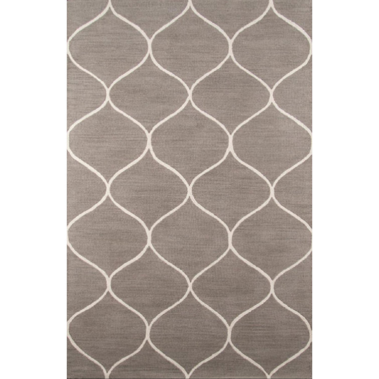 Elegant Gray Hand-Tufted Wool Rectangular Rug, 8' x 10'