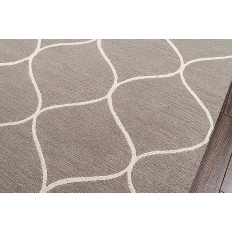 Elegant Gray Hand-Tufted Wool Rectangular Rug, 8' x 10'