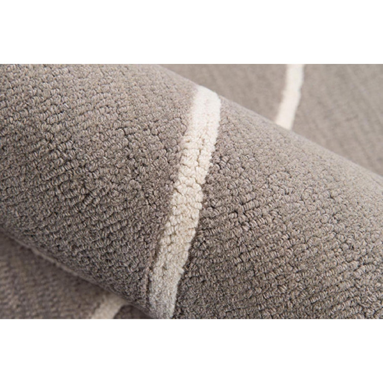 Elegant Gray Hand-Tufted Wool Rectangular Rug, 8' x 10'