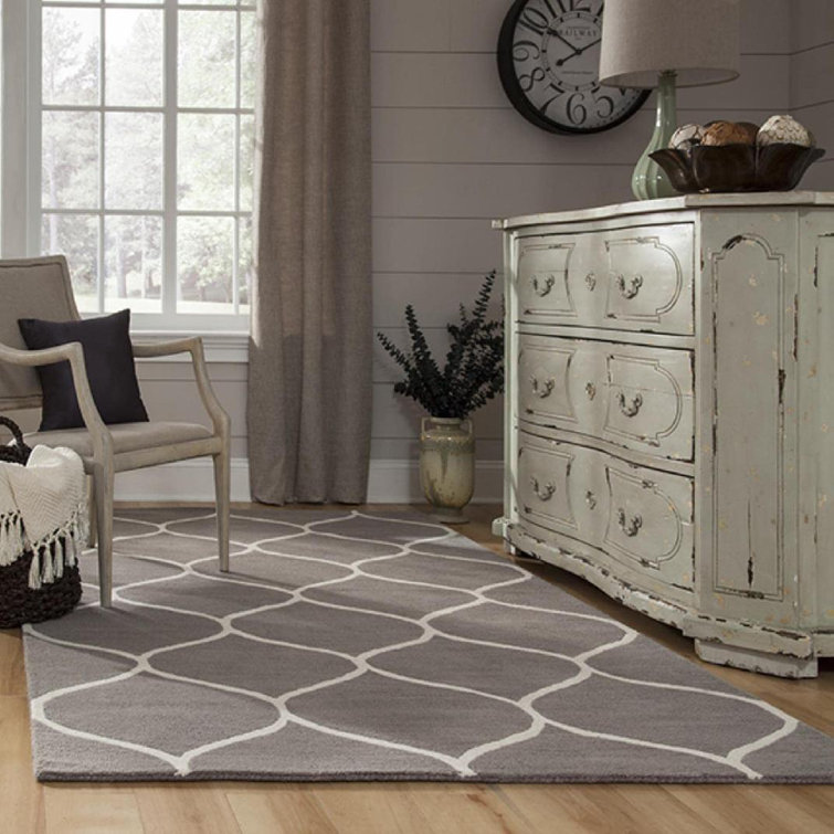 Elegant Gray Hand-Tufted Wool Rectangular Rug, 8' x 10'