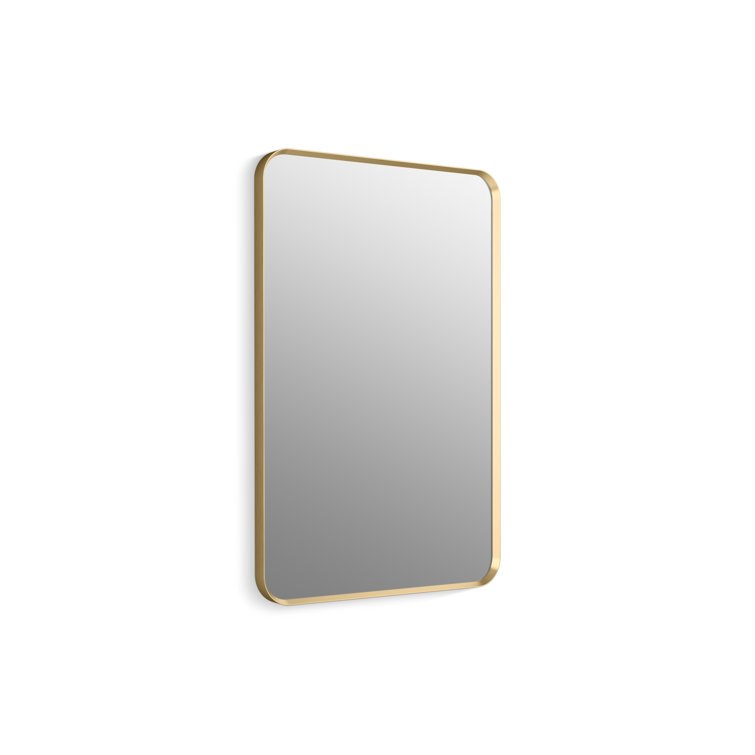 Essential Brushed Nickel 34" x 22" Rectangular Bathroom Vanity Mirror