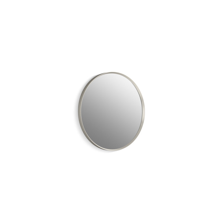 Brushed Nickel 22" Round Bathroom Vanity Mirror
