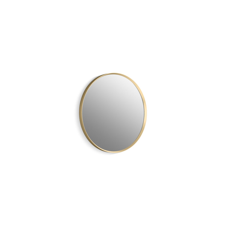 Moderne Brushed Gold 22" Round Bathroom Vanity Mirror
