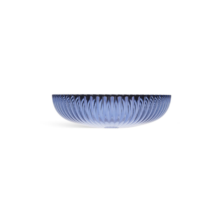 Translucent Sapphire Ribbed Glass Vessel Sink