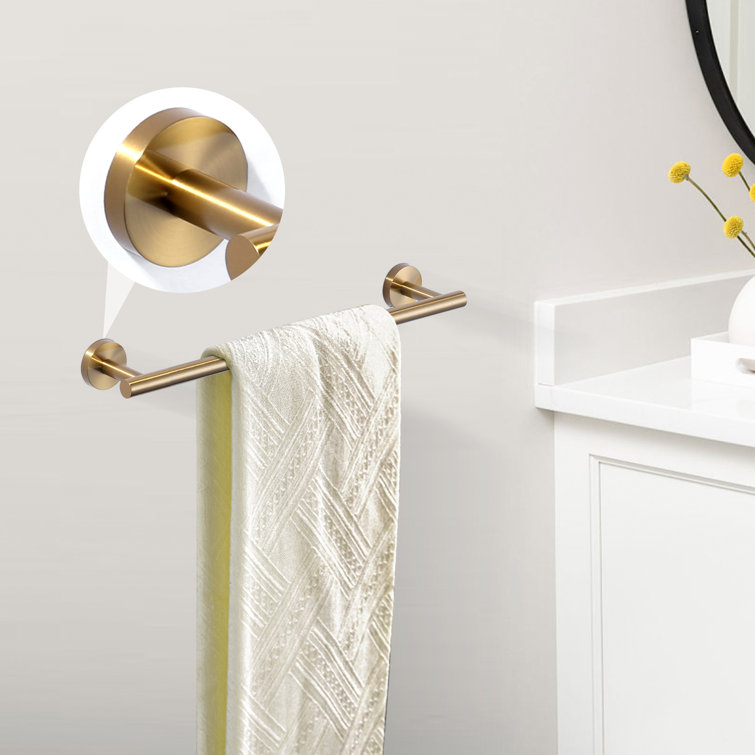 6 Piece Brushed Gold Stainless Steel Wall Mount Bathroom Hardware Set