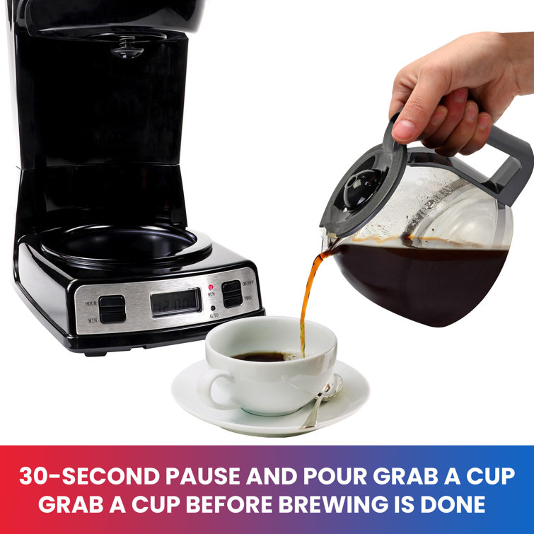 Sleek 12-Cup Black Stainless Steel Programmable Coffee Maker