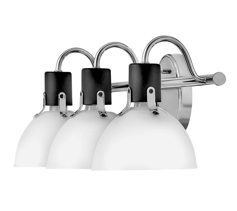 Argo Chrome and Black 3-Light Dimmable Vanity Light