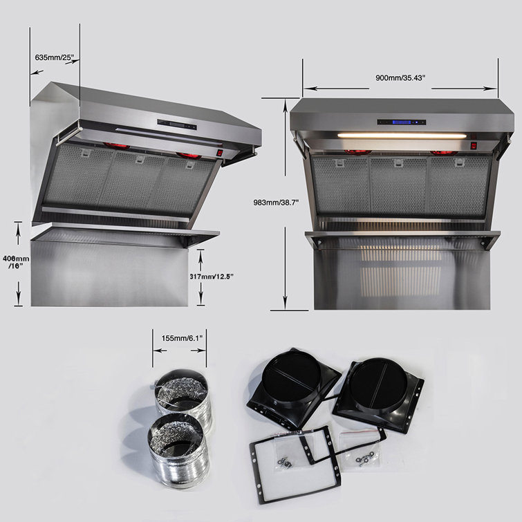 Savona 36-inch Stainless Steel Wall Mount Range Hood with Hybrid Filters
