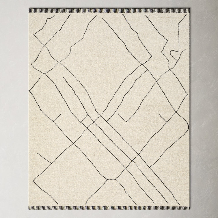 Handmade Black Tufted Wool Area Rug 8' x 10'