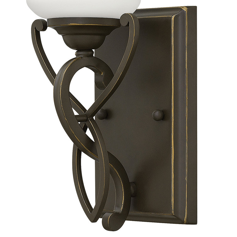 Olde Bronze Outdoor Dimmable Wall Sconce with Etched Opal Glass