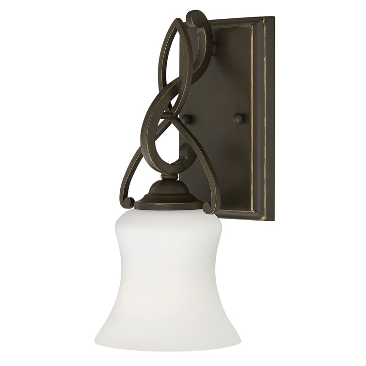 Olde Bronze Outdoor Dimmable Wall Sconce with Etched Opal Glass