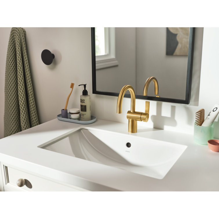 White Ceramic Rectangular Undermount Bathroom Sink, 23.6 x 14.75 Inch