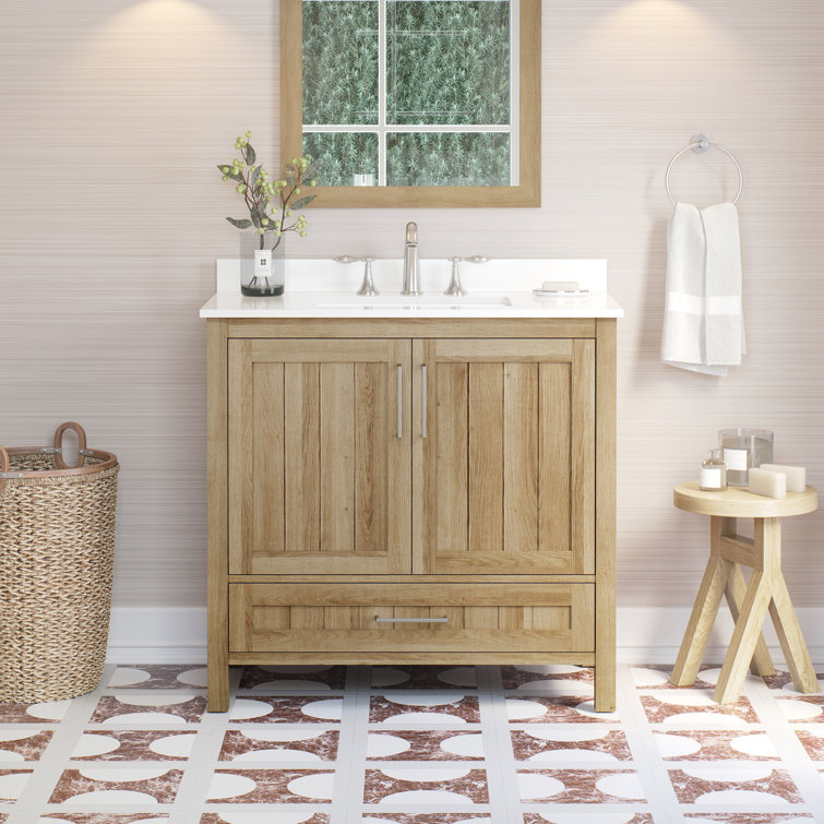 Kansas 36" White Oak Freestanding Bathroom Vanity with Sink