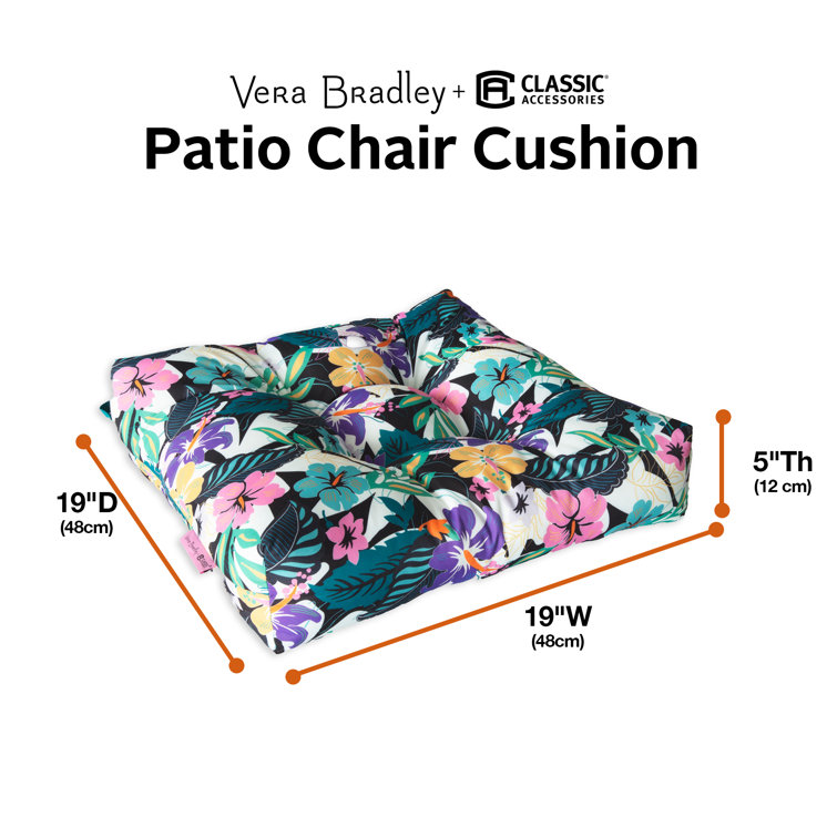 Star Foliage Multicolor Water-Resistant Patio Chair Cushions, 19" x 19" x 5" (2-Pack)