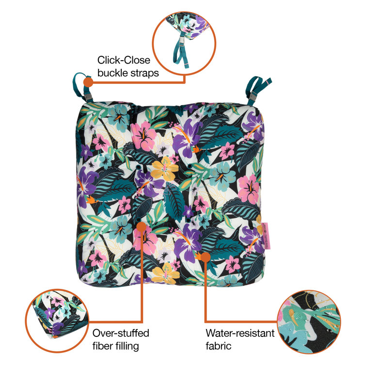 Star Foliage Multicolor Water-Resistant Patio Chair Cushions, 19" x 19" x 5" (2-Pack)