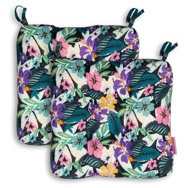 Star Foliage Multicolor Water-Resistant Patio Chair Cushions, 19" x 19" x 5" (2-Pack)