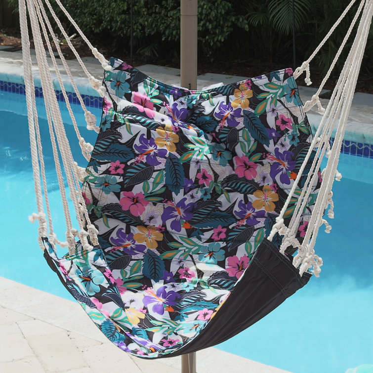 Colorful Floral Print Water-Resistant Hanging Chair Hammock