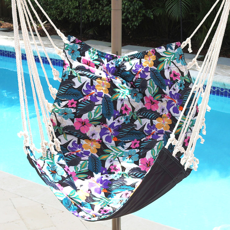 Colorful Floral Print Water-Resistant Hanging Chair Hammock