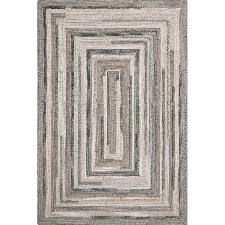Handmade Gray Wool Tufted Rectangular 4' x 6' Area Rug