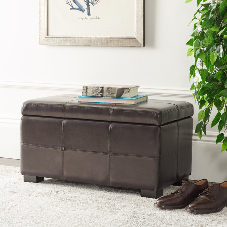 Maiden Black Faux Leather Tufted Storage Bench