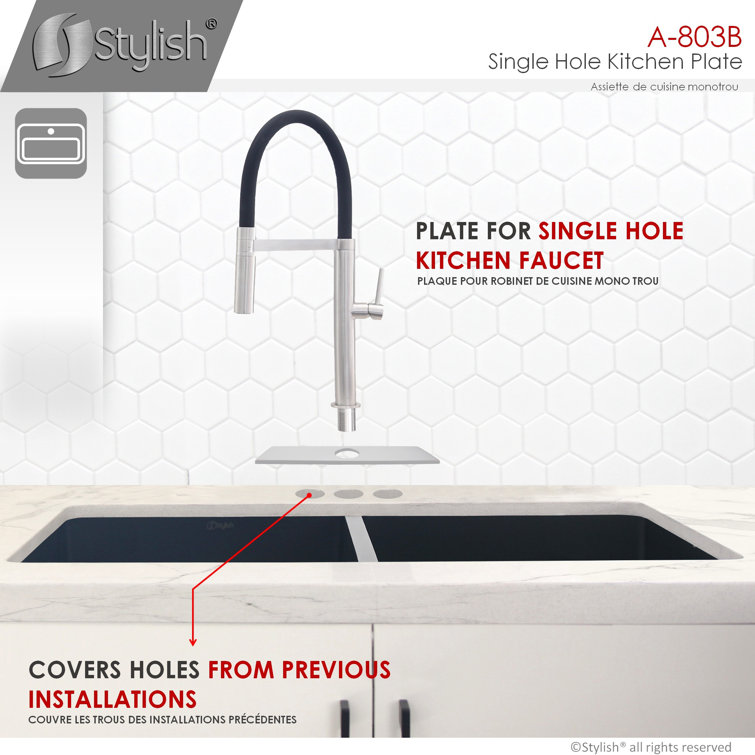 Brushed Nickel Stainless Steel Kitchen Faucet Deck Plate