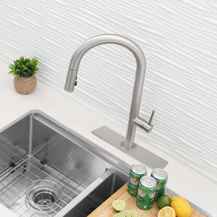 Brushed Nickel Stainless Steel Kitchen Faucet Deck Plate