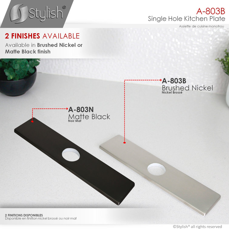 Brushed Nickel Stainless Steel Kitchen Faucet Deck Plate