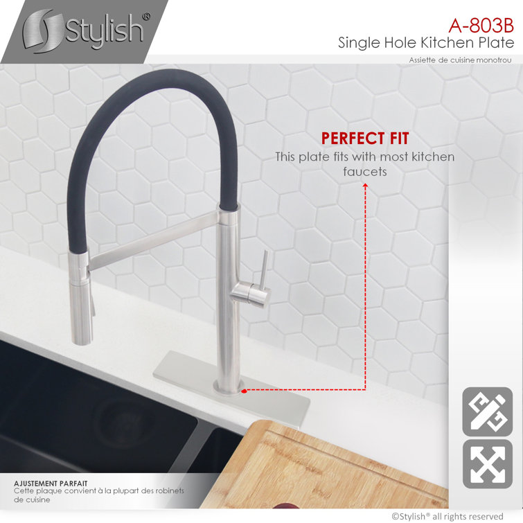 Brushed Nickel Stainless Steel Kitchen Faucet Deck Plate