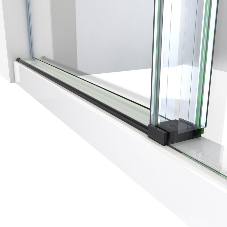 Matte Black Frameless Clear Glass Sliding Shower Enclosure