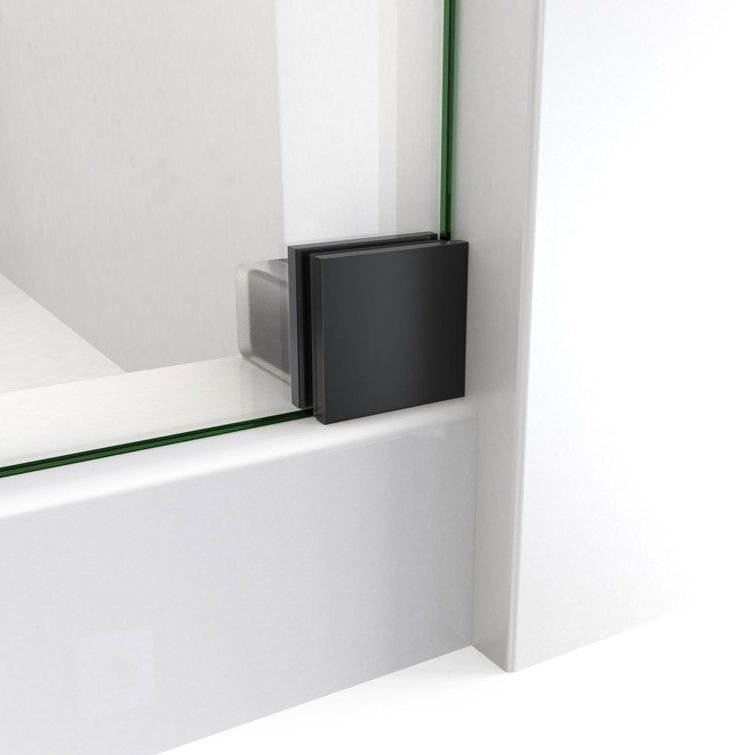 Matte Black Frameless Clear Glass Sliding Shower Enclosure