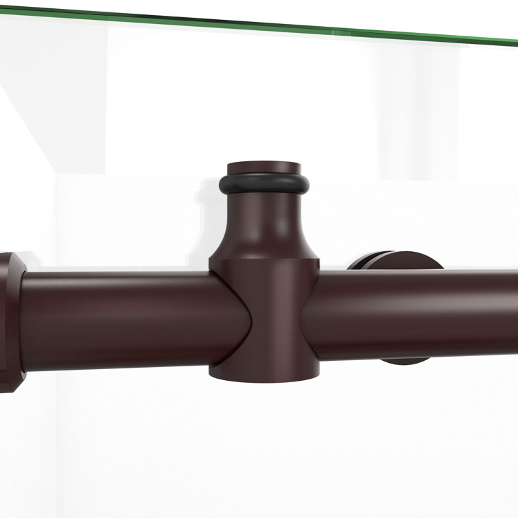 Modern Frameless Sliding Shower Enclosure with Clear Glass and Oil Rubbed Bronze Hardware