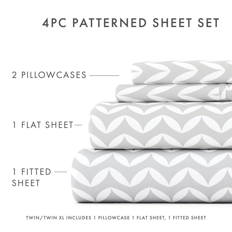 Light Gray Chevron Twin Microfiber Sheet Set