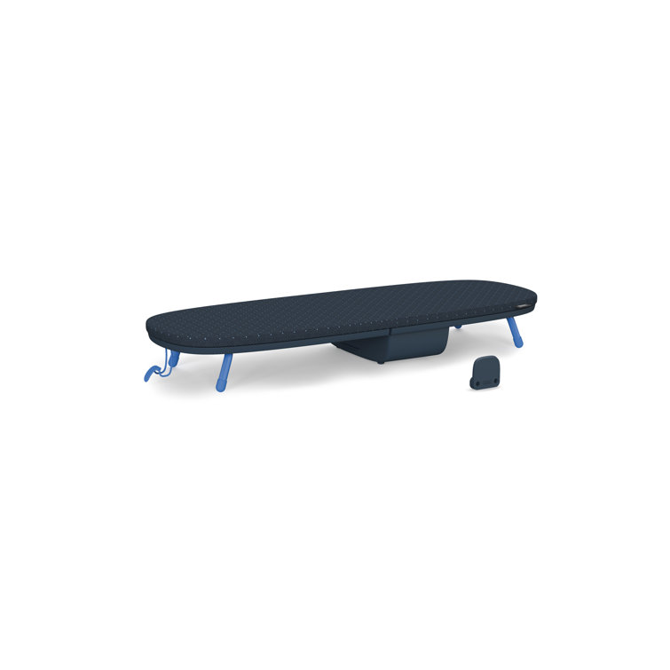 Compact Black and Blue Aluminum Folding Tabletop Ironing Board